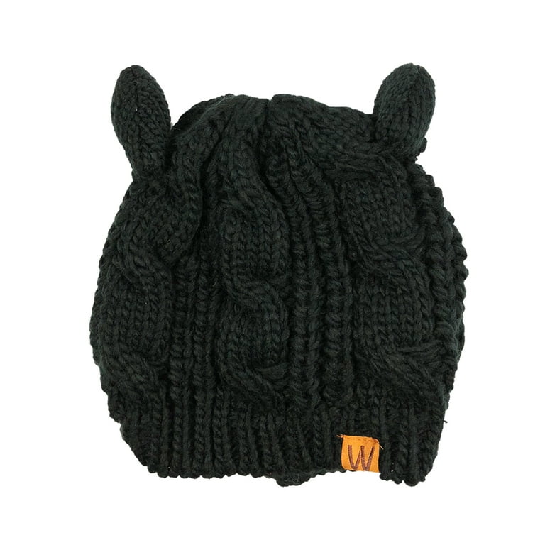 Wrapables® Cable Knit Cat Ears Beanie, Black - Walmart.com