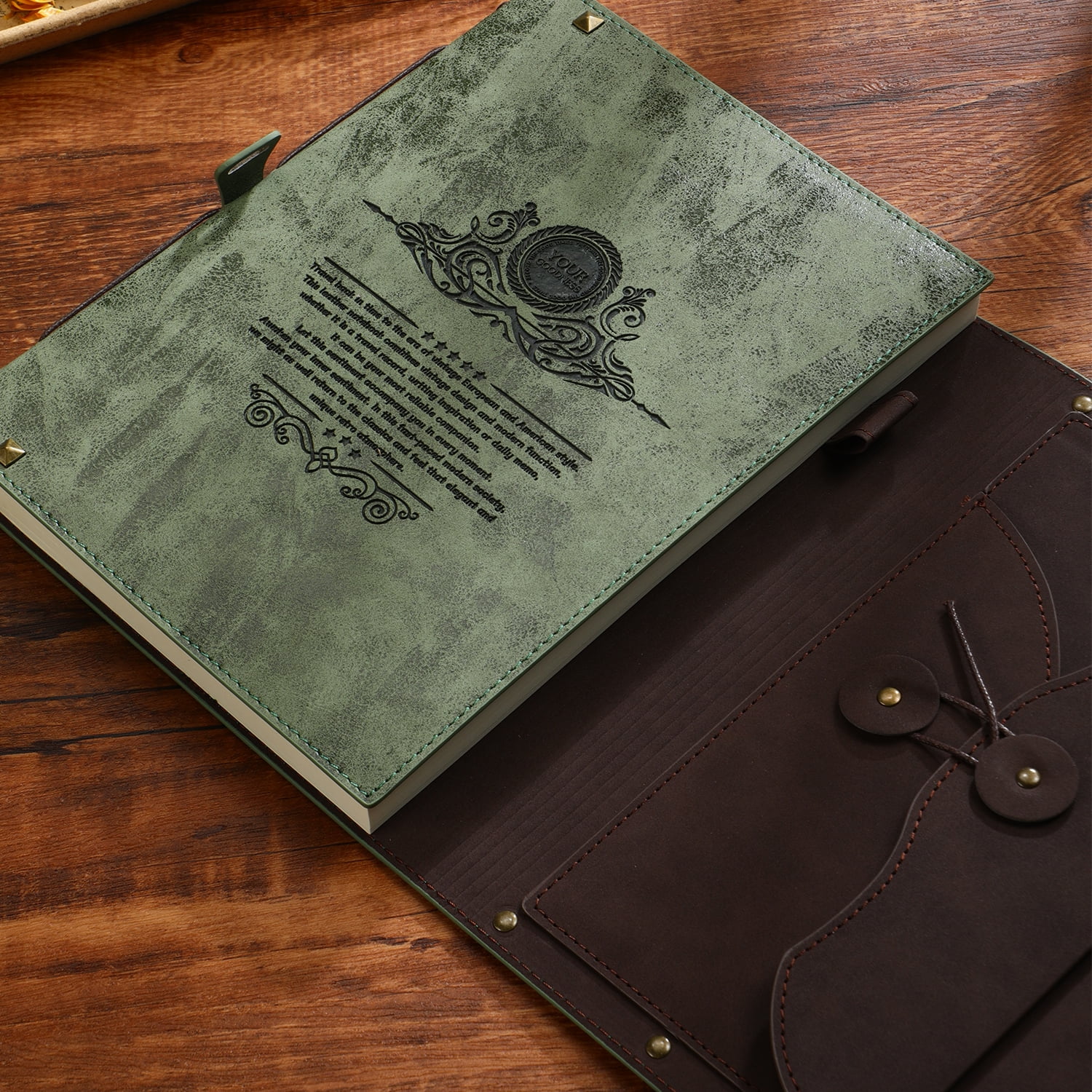 DND Dragon Notebook, Dragon Embossed Notebook for Dungeons & Dragons/D&D, Great RPG Accessory Nerdy Gift for DMs and Players, 288 Page A5 Leather Notepad, Great for Men and Women! Rivet Green Dragon