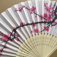 thumbnail image 3 of PVCS Japanese Handmade Landscape Silk Folding Fan Flower Pattern Dance Wedding Party Lace Hand Held, 3 of 3