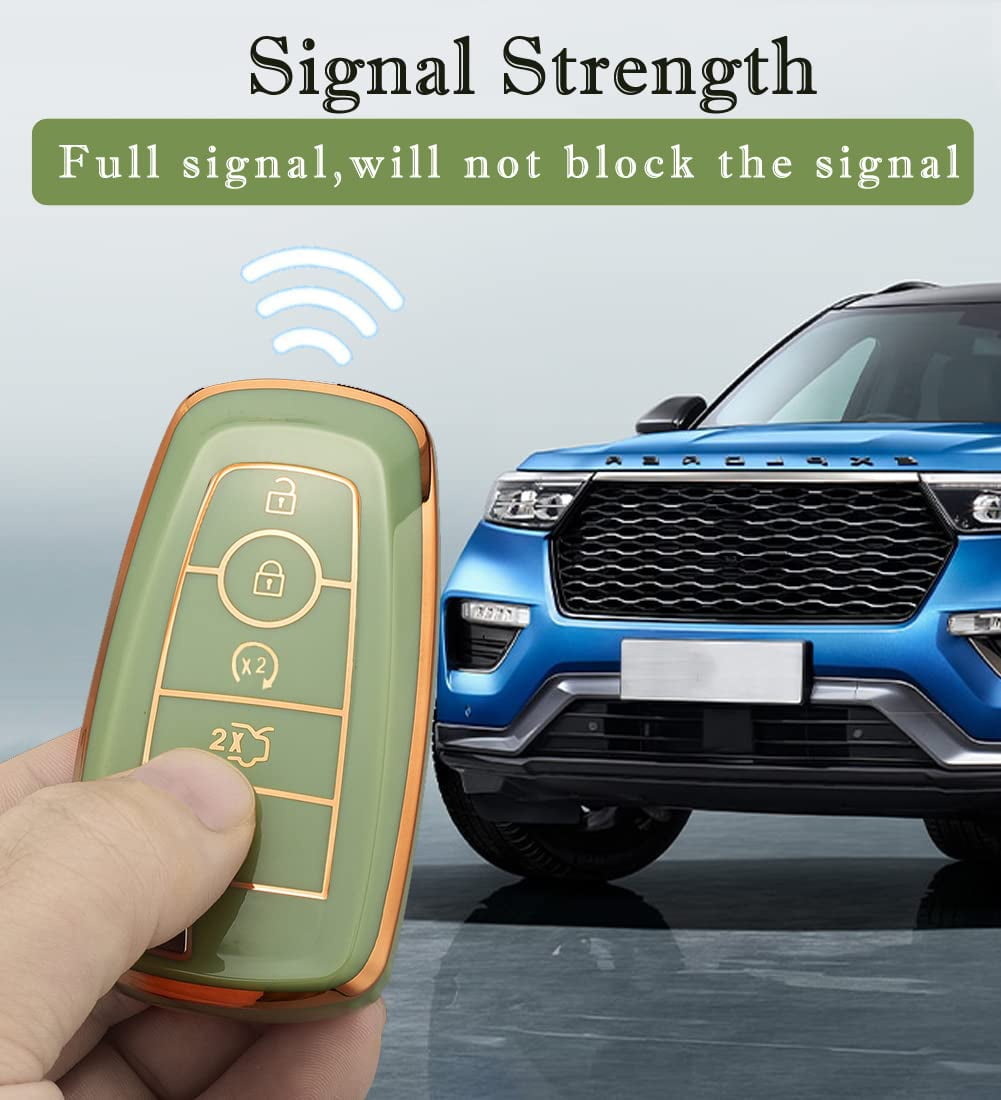 for Ford Key Fob Cover with Keychain, for Explorer Bronco Escape Edge Expedition Mustang F150 Fusion Ranger Lincoln Premium Soft TPU Full Protection Key Case Remote Key HolderKey Case Remote Key Hold