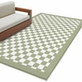 thumbnail image 2 of 3x5 Area Rugs, Sage Green Plaid Non-Skid Rubber Backing Large Rectangle Rugs - Living Room Bedroom Home Office, Farmhouse Green White Checkered Lace Indoor Floor Mat Carpets Washable Rug, 2 of 9