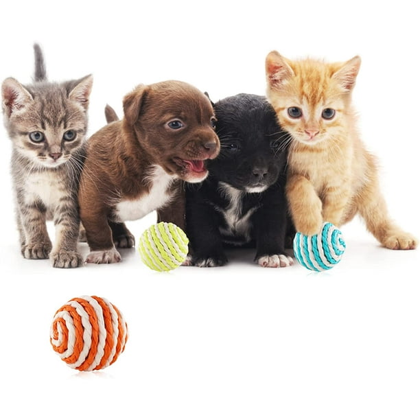 3 uds juguetes para gatos pelota de sisal palo para gato, masticable, pelota para mascotas, juguete ecológico para masticar gatos, pelota interactiva y de entrenamiento para gatos, color aleatorio JM