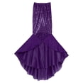 thumbnail image 4 of Sxiwei Women's Sequins Mermaid Costume Halloween Party Cosplay Tail Maxi Skirts with Mesh Panel Purple S, 4 of 6
