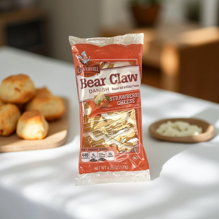 3 pack) Cloverhill Strawberry Bear Claws | Individually Packaged