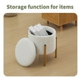 thumbnail image 6 of Modern Round Storage Ottoman, Ottoman With Storage with Metal Base and Removable Lid, Foot Stools Ottoman for Living Room, Bedroom, Makeup Room, White, 6 of 7