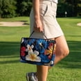 thumbnail image 4 of COEQINE Golf Cart Seat Cover Towel Blanket Foldable Design for Easy Transport, Suitable for Most Two-Seater Carts, Quilted with 4 Front Pockets, 51.2x30.3 Inch, Blue Pink Tropical Hibiscus Palm, 4 of 8