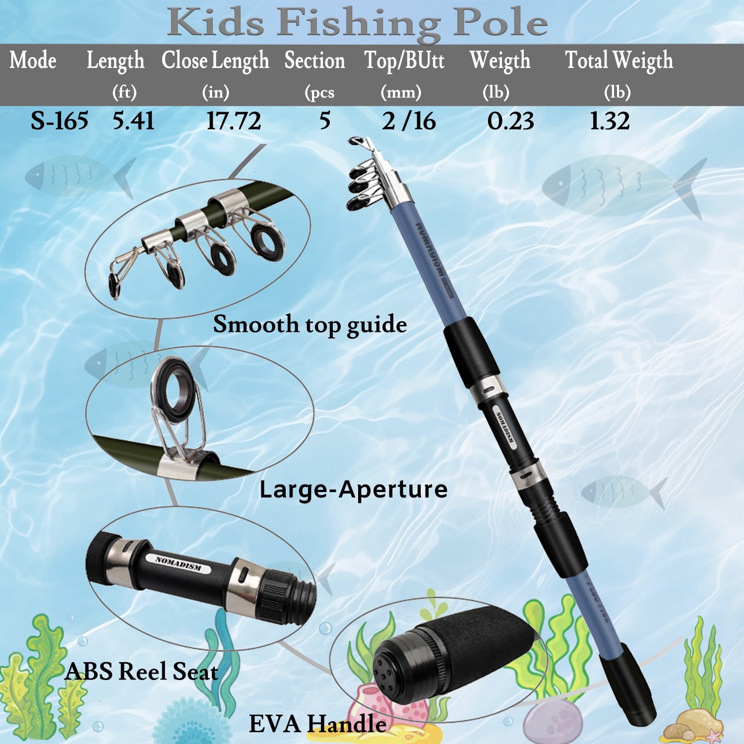 OUTGOO Kids Fishing Pole, Portable Telescopic Fishing Rod and Reel Combo Kit - with Spincast Fishing Reel Tackle Box for Girls, Youth