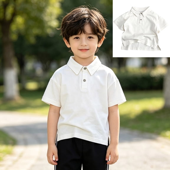 XINXIAOO Boys and Toddlers' Short-Sleeve Active Performance Summer Beige Polo Shirts for School Uniform Clothes 2T