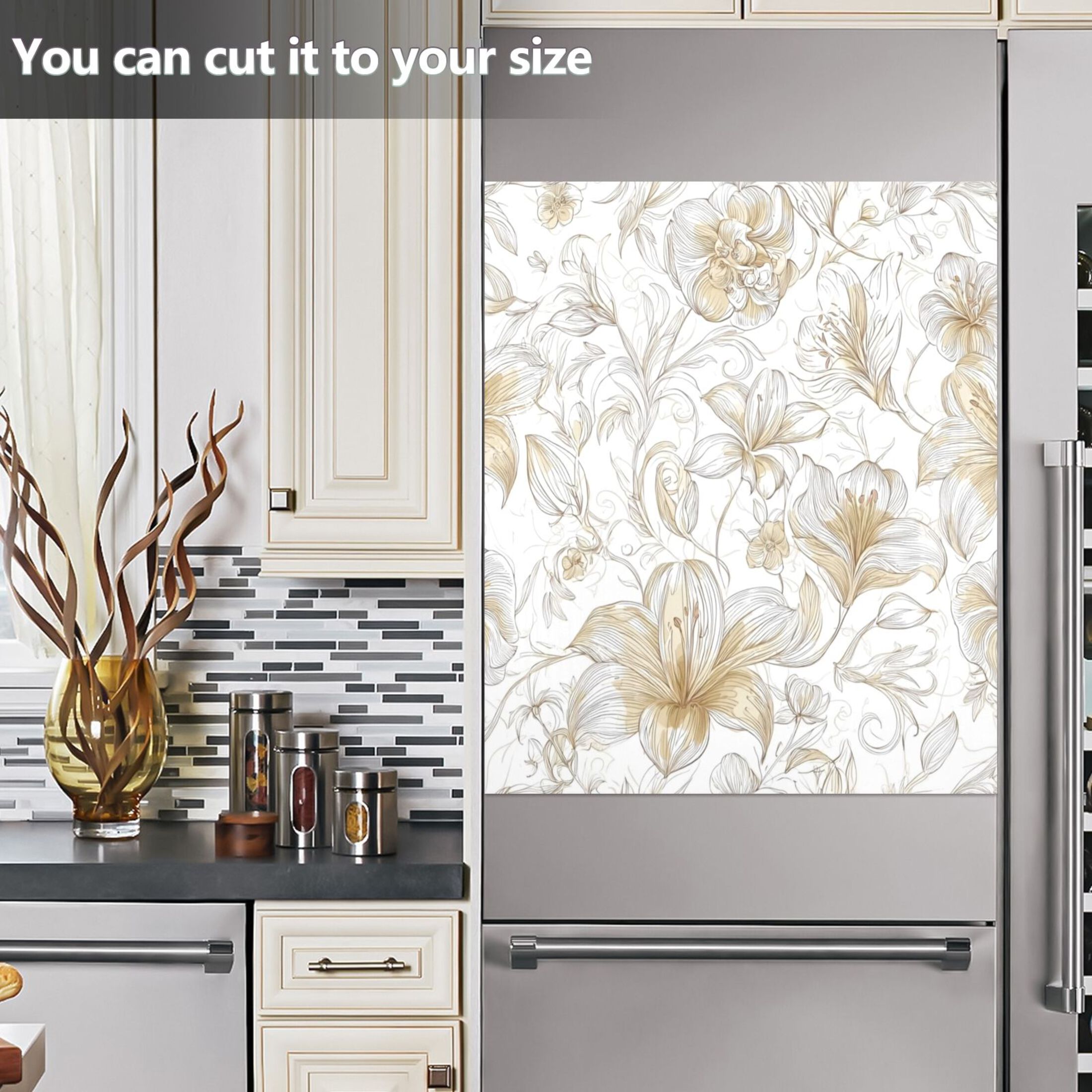 IAUYY Magnetic Decorative -23x26 Inch,Removable DIY Art for Dishwasher Refrigerator and Other Metal Surfaces,Beige Floral Elements