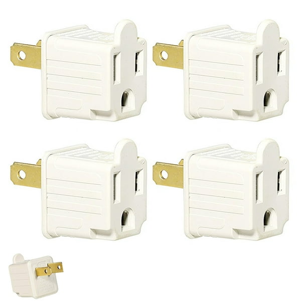 4 Set 3 Prong to 2 Prong Outlet Electrical Ground AC Adapter Grounding
