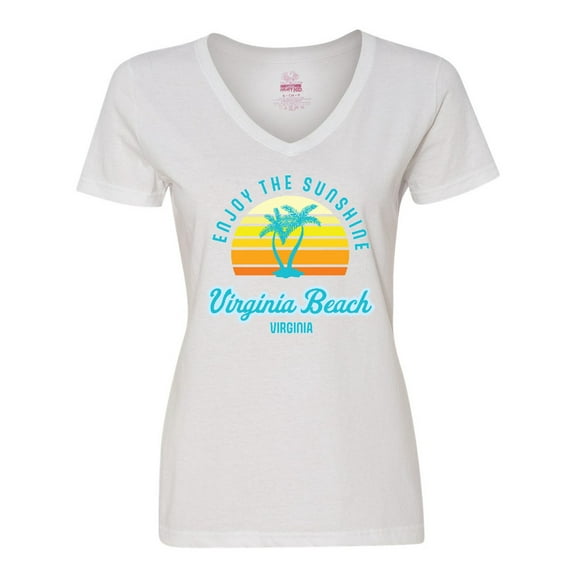 Inktastic Summer Enjoy the Sunshine Virginia Beach Virginia in Blue Women's V-Neck T-Shirt