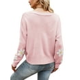 thumbnail image 3 of Franhais Women Loose Knit Sweater, Adults Button-down Flower Pattern Long Sleeve V-neck Cardigan, 3 of 4