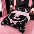 thumbnail image 2 of meiyoeat Kawaii Bowknot Queen Comforter Set For Girls,Modern Personalized Initial L Comforter Sets Queen For Kids,Pink Reversible,3Pcs, 2 of 7