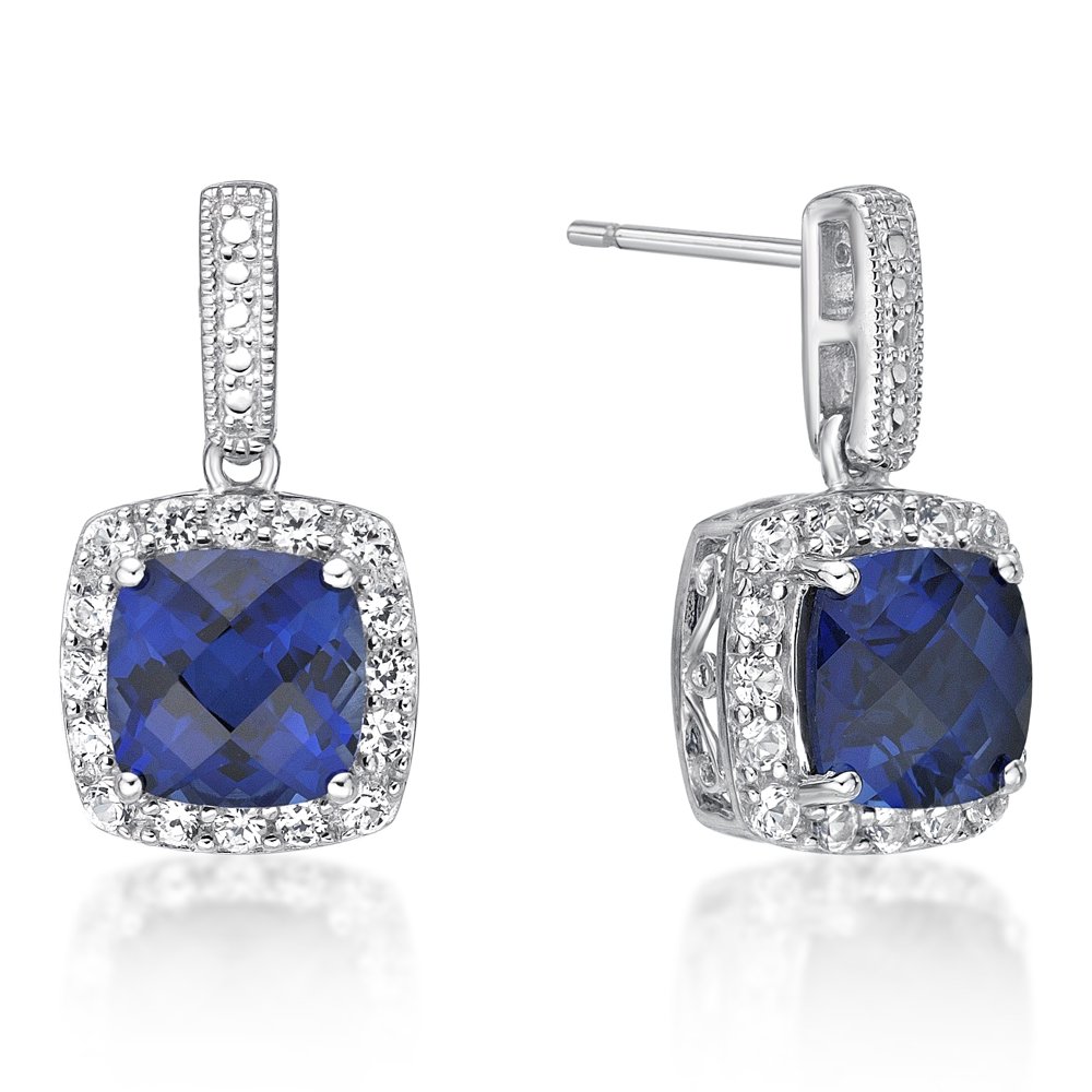 Brilliance Fine Jewelry Sterling Silver CushionCut Lab Created Blue