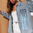 thumbnail image 4 of Vedolay Womens Jackets Women's Jean Jacket Oversized Casual Distresse Mid Long Denim Jacket,Light Blue XL, 4 of 5