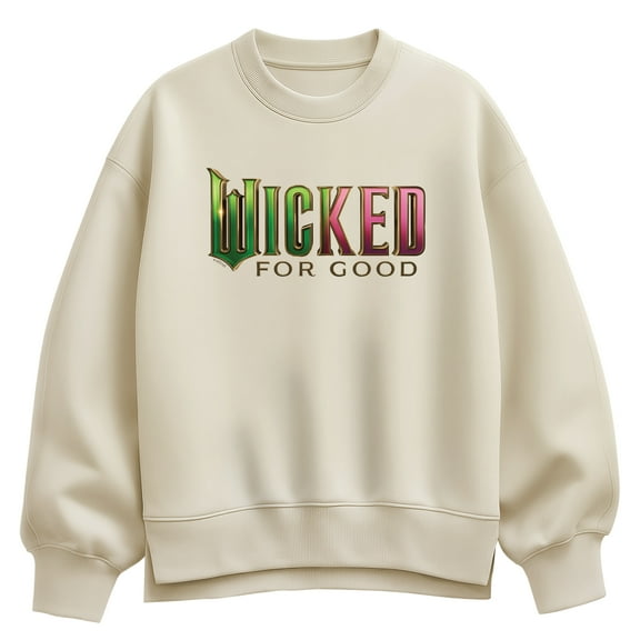 Wicked - Green To Pink Wicked 2 Logo - Ladies Oversized Fleece Crew Sweatshirt