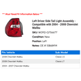 thumbnail image 2 of Left Driver Side Tail Light Assembly - Compatible with 2004 - 2008 Chevy Malibu 2005 2006 2007, 2 of 2