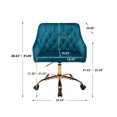 thumbnail image 5 of Accent Swivel Desk Chair, Height Adjustable Armchair with Button Tufted Back and 5 Wheels, Shell Office Chair for Bedroom, Living Room, Teal, 5 of 8