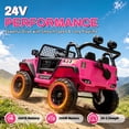 thumbnail image 3 of 24V 2 Seater Ride on Toys for Kids, Powered Ride on Car with Remote Control, 4 Wheel Suspension, Bluetooth, Music, LED, Dual 200W Motors, Soft Start, Electric Car for Big Kids Girls Boys 3-8, Pink, 3 of 9