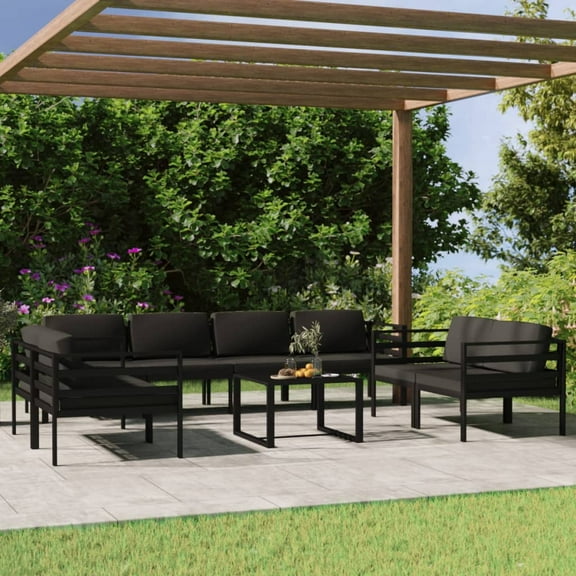 vidaXL 9 Piece Patio Lounge Set with Cushions Aluminum Anthracite, 3107799