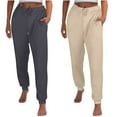 thumbnail image 2 of CLOISE Womens Sweatpants Joggers 2 Pack Plus Size Baggy Fleece Jogger Sweatpants Comfort Pull on High Waisted Elastic Bottom Trousers Khaki Athletic Elastic Waist Drawstring Sweatpants with Pockets, 2 of 9