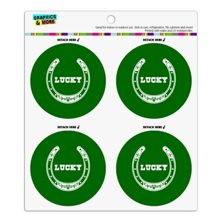 

Horseshoe Lucky Green Refrigerator Fridge Locker Vinyl Circle Magnet Set