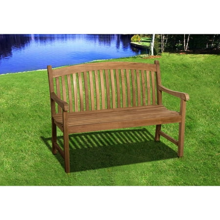 Amazonia Newham Teak Wood Outdoor Bench, Light Brown