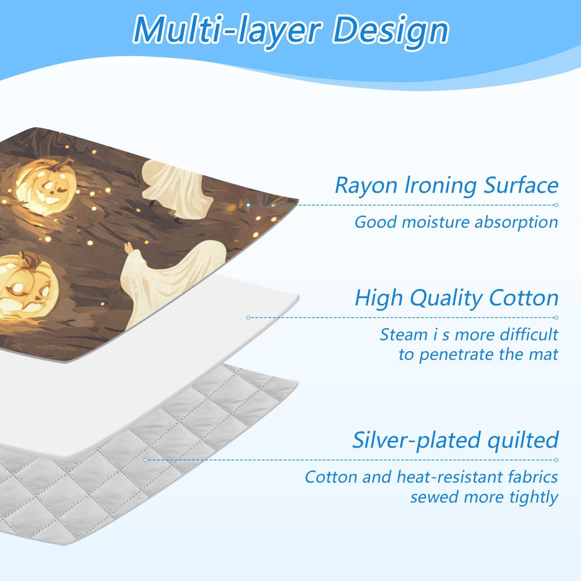 Ghosts and Pumpkin Light Ironing Mat Blanket for Table Top Travel Portable Ironing Board Pad 47.2x27.6 Inch