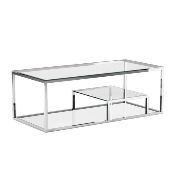 Table basse argentée à 2 niveaux et 2 étagères de Home Gear
