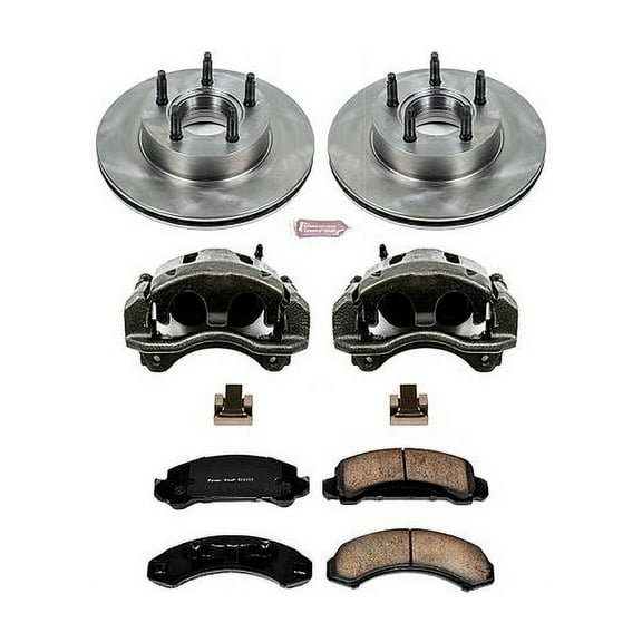 PowerStop Front Stock Replacement Brake Pad and Rotor Kit with Calipers Fits: FORD MAZDA Select Models KCOE4786