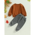thumbnail image 2 of ZAXARRA Baby Boys Pants Set, Long Sleeve Crew Neck Letters Pumpkin Print Sweatshirt with Sweatpants Halloween Clothes, 2 of 7