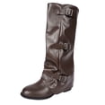 thumbnail image 2 of BRGZLK Slouchy Knee High Buckle Boots Women Round Toe Block Heel Mid Heel Side Zipper Vintage Western Cowboy Boots for Riding Fall Winter Footwear Brown 38, 2 of 9
