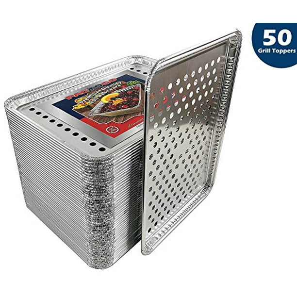 Pactogo 16" x 11" Aluminum Foil BBQ Gourmet Grill Topper Pan (Pack of