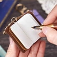 thumbnail image 4 of FastXmas Miniature Travelers Notebook 1.9"x2.6", Handmade Tiny Leather Travels Notebook, Vintage Mini Notebook Diary Journal, Pocket Diary Spiral-bound, 4 of 5
