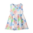 thumbnail image 5 of OVAFBAU Girls Dresses Summer Outfits Floral Print Sleeveless Sundress A Line Beach Cotton Sundress, 5 of 5