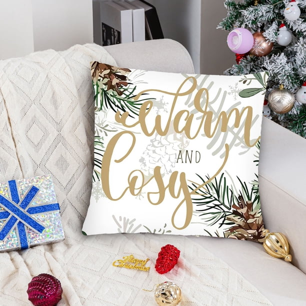 Funda de almohada navideña con decoración de árbol de Navidad, decoración impresa, funda de almohada navideña, funda de almohada de felpa