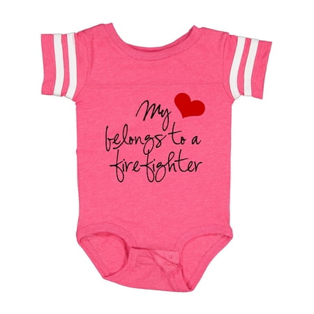 

Inktastic My Heart Belongs Firefighter Gift Baby Girl Bodysuit