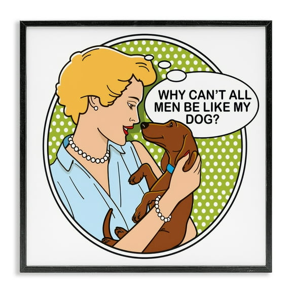Stupell Industries Funny Men & Dogs Animals Painting Black Framed Art Print Wall Art, 12 x 12