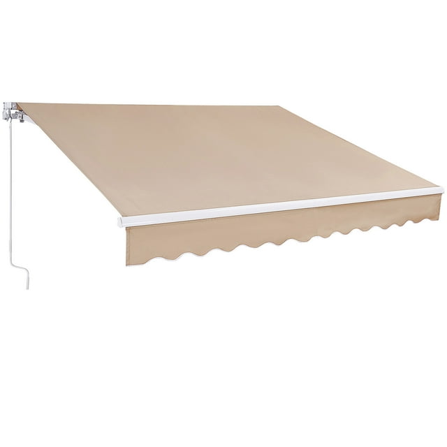 VEVOR Toldo retráctil manual, 12 x 10 pies, toldo para patio al aire libre, parasol retráctil, poliester resistente al agua, puerta de patio, ventana, toldo
