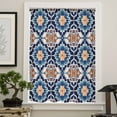 thumbnail image 4 of Orange Blue Semi Sheer Curtains Drapes for Living Room, Bedroom, French Doors Window 72 Inches Long, Morocco Boho Abstract Floral Ethnic Tribal Rod Pocket Chiffon Curtain Drapery Voile Drape Panel, 4 of 6