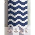 thumbnail image 7 of Navy Blue Moire Semi Sheer Curtains 96 Inch Length 2 Panels Set, Water Ripple Stripe Farmhouse Sheer Kitchen Curtain Privacy Voile Window Curtain for Living Room Bedroom Rod Pocket Drapes, 7 of 7