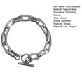 thumbnail image 7 of Huepoe Paperclip Chain Bracelets for Women Men Titanium Steel Chain Bracelet with Round Toggle Clasps for Daily Wear Party Accessory, 7 of 7