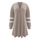 thumbnail image 5 of Cárdigan Umfun para mujer, liso, largo, tejido a rayas, con estampado, para vestidos, tops, ligero, con dobladillo alto y bajo, manga larga, color caqui, talla XL, 5 of 5