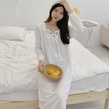 

DanceeMangoo New Lazy Style Autumn Womens Long Polyester Sleepwear Home Nightshirt Women Causal Sleepwear Loose Ladies Nightgown Women Dress