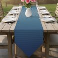 thumbnail image 6 of Navy Blue Ombre Striped Table Runner Linen Burlap Table Runner 72 Inches Long Blue Line Stripes Farmhouse Dresser Scarves for Kitchen Island Coffee Dining Room Party Wedding Holiday Decor 16"x72", 6 of 8