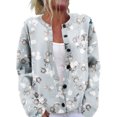 thumbnail image 2 of Women's Sweater Cute Fun Printing Sweater Fall And Winter Long Sleeve Knitted Sweater for Fall Winter Floral Patterns,Light Gray,L, 2 of 7