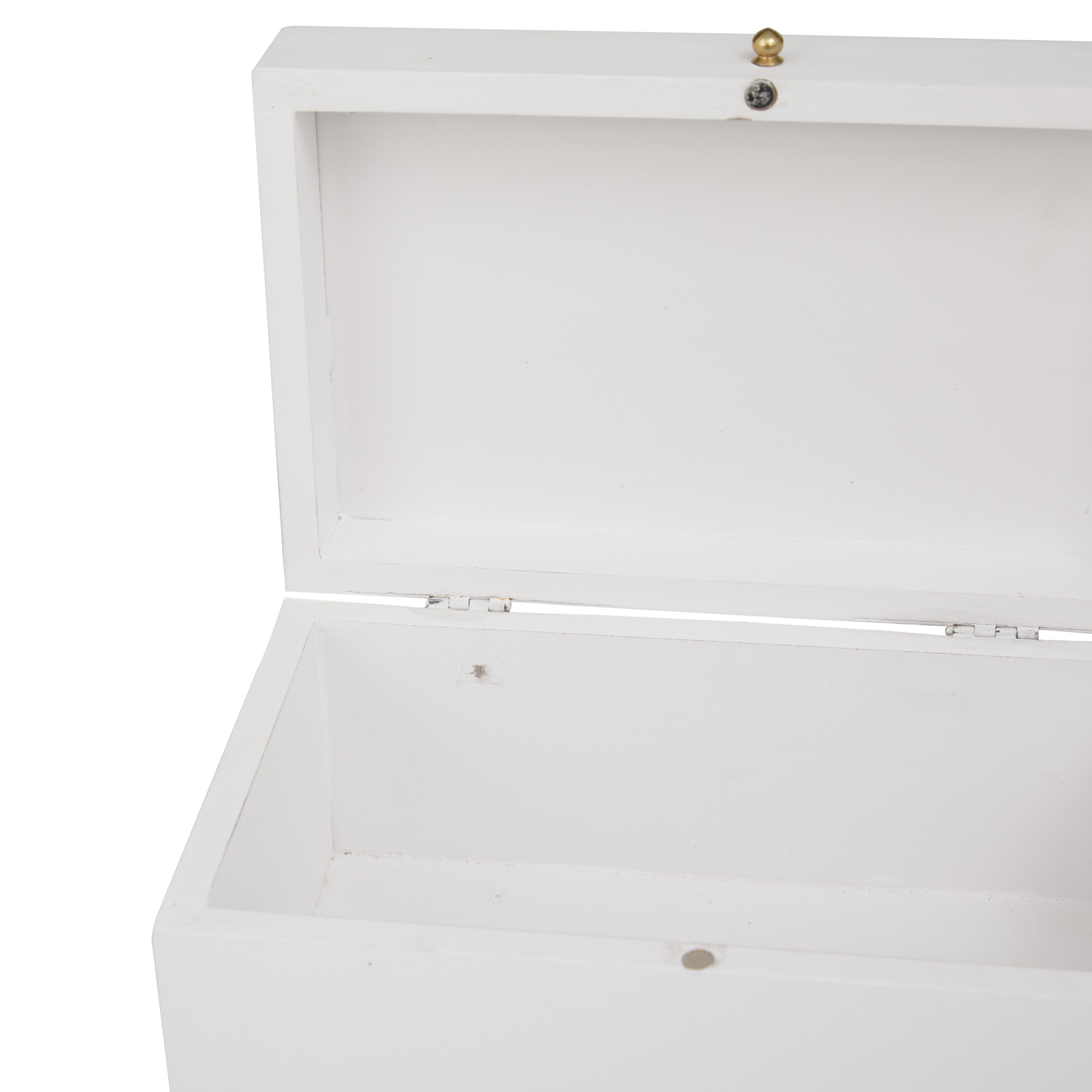 DecMode Intricate Carved White Wood Decorative Box with Hinged Lid, 3 Count