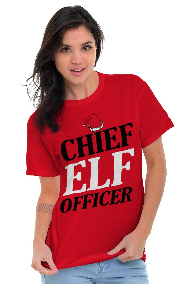 Xmas Chief Elf Officer Santa Helper Men's Graphic T Shirt Tees Brisco Brands M