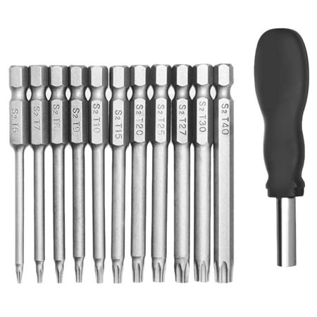 

11 Pack 75mm Torx Head Screwdriver Bit Set 1/4 Inch Hex T6-T40 Star Screwdriver Tool Kit with 1 Pack Handle