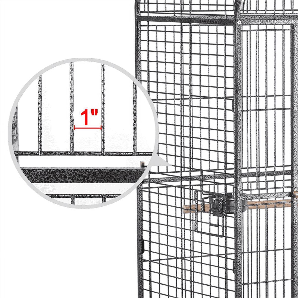 Renwick 63'' H Open Playtop Rolling Metal Bird Cage with Stand, Black